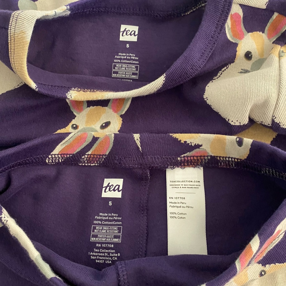 Tea Collection Purple Bunny Pajama Set - Picture 6 of 6